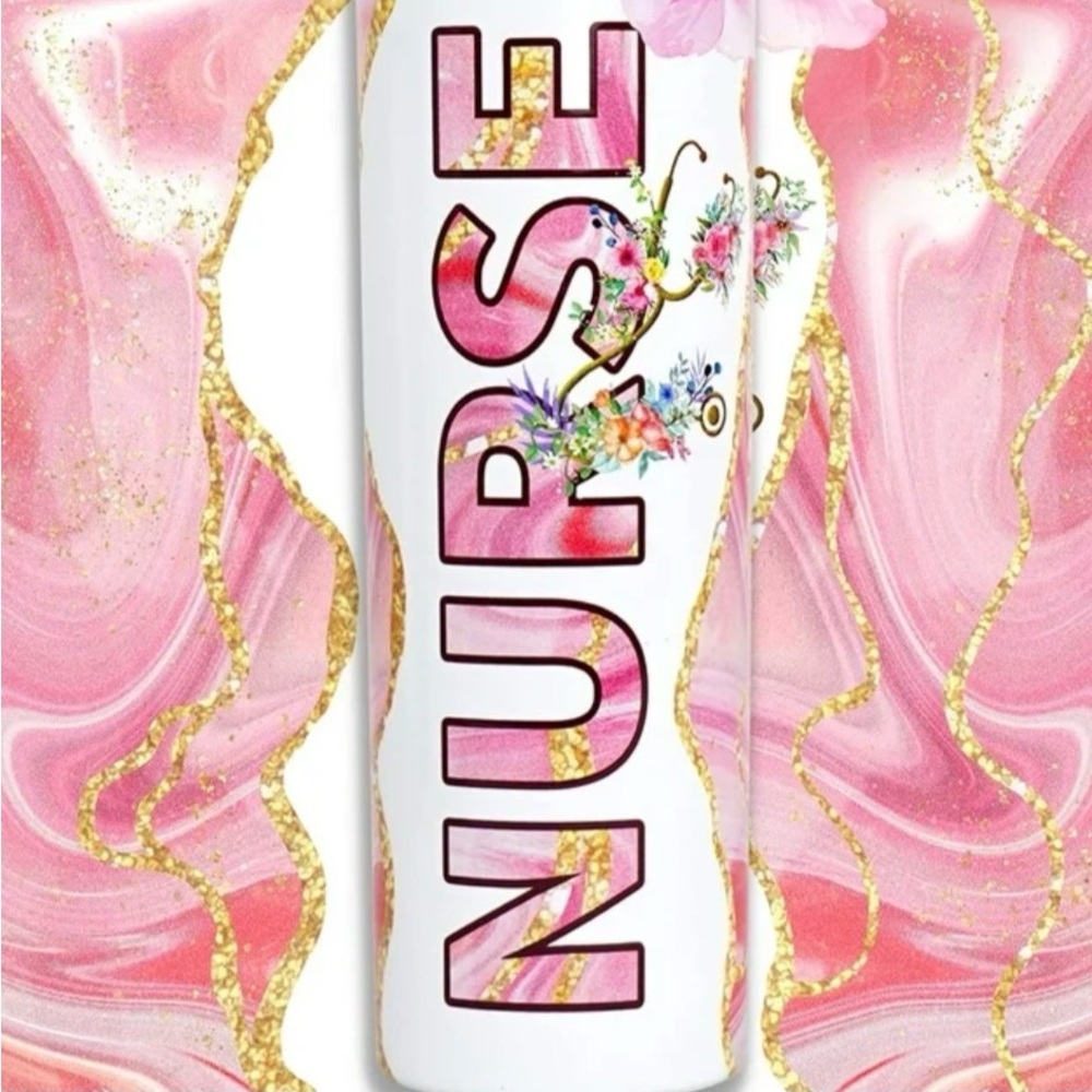 Pink and Gold Nurse Tumbler - Picture 3 of 4